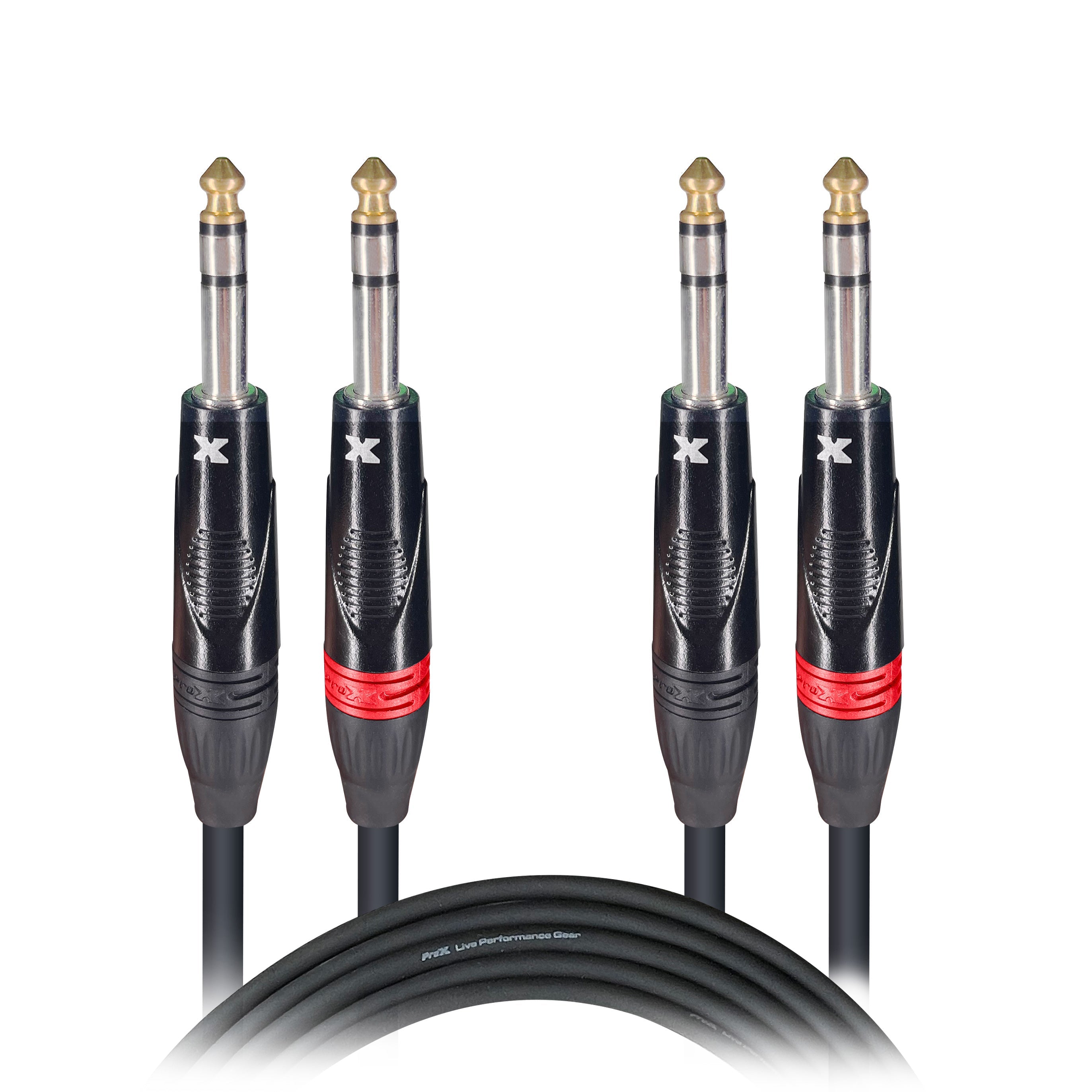 ProX XC-DTRS05 - 5 Ft. Balanced Dual 1/4" TRS-M to Dual 1/4" TRS-M High Performance Audio Cable