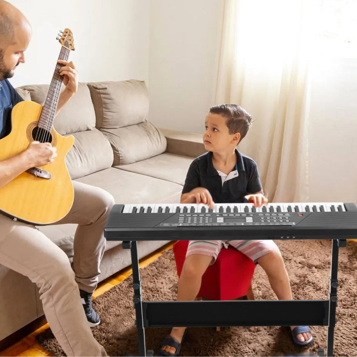 61 Keys Digital Music Keyboard Electric Piano Electronic Musical Instrument Kids Learning Keyboard with Microphone Stand for 3-12 Year Old Kids Girls
