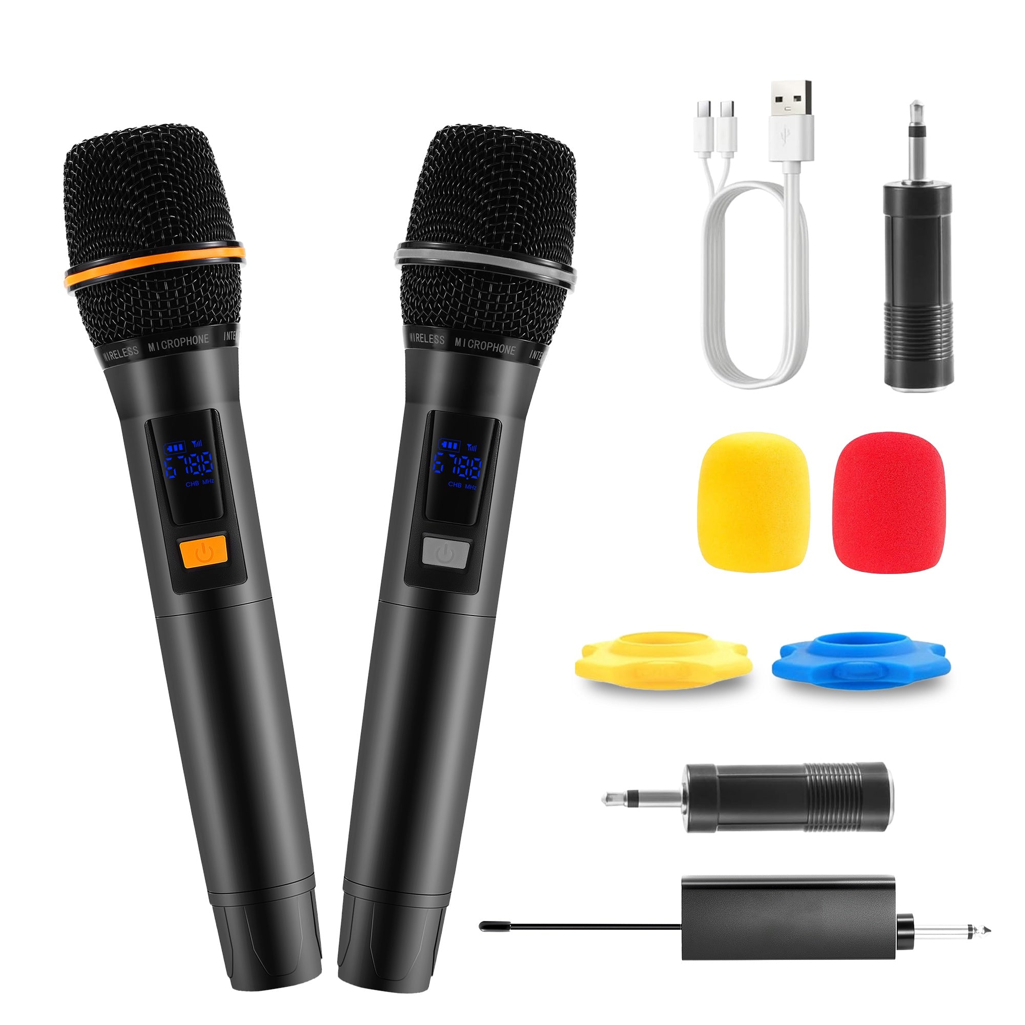 UHF Rechargeable Wireless Microphones | Metal Handheld Mics with 262FT Range