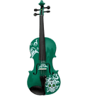 Cinco de Mayo Emerald Green Violin Outfit | Sugar Skull Design & Carbon Fiber Bow