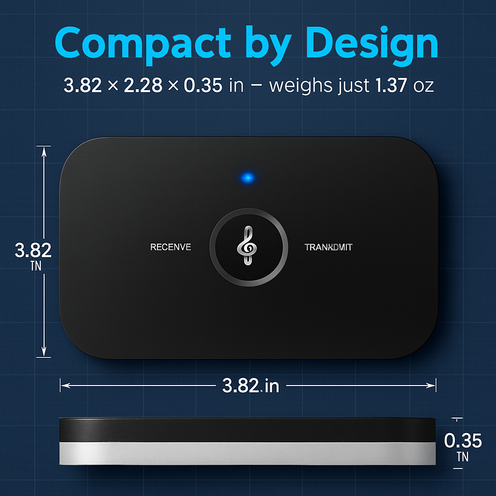 Wireless V5.0 Transmitter Receiver with aptX Low Latency 2-in-1 Wireless 3.5mm Audio Adapter for TV Headphones Speakers PC Sound System Car
