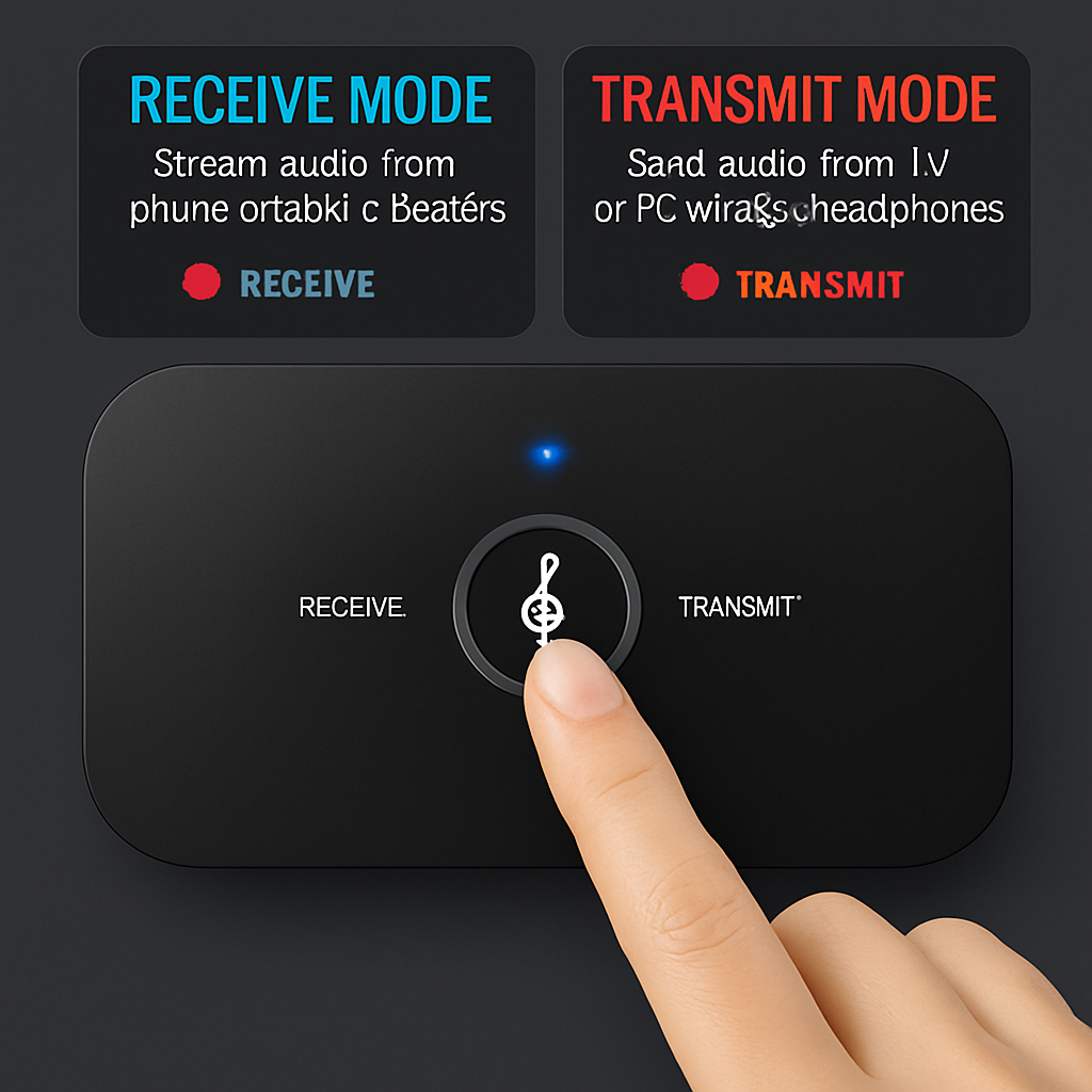 Wireless V5.0 Transmitter Receiver with aptX Low Latency 2-in-1 Wireless 3.5mm Audio Adapter for TV Headphones Speakers PC Sound System Car