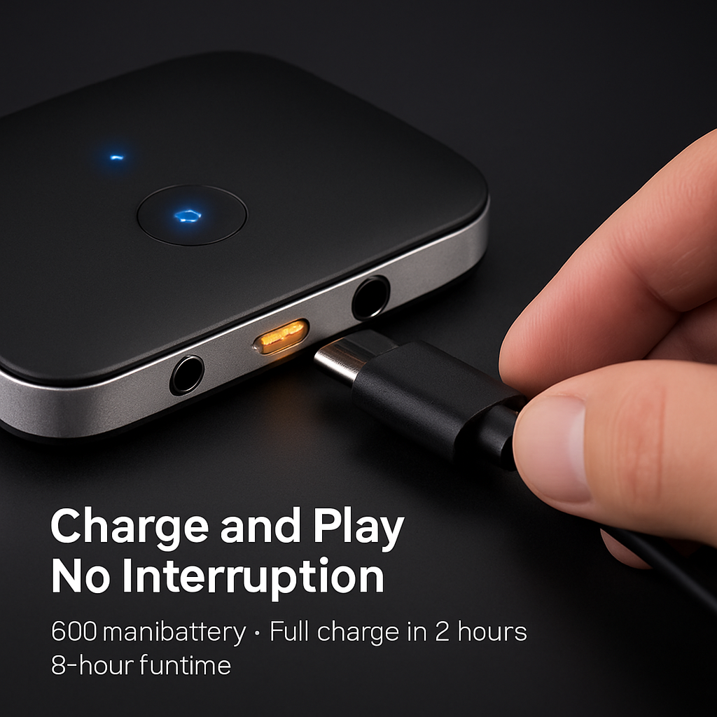 Wireless V5.0 Transmitter Receiver with aptX Low Latency 2-in-1 Wireless 3.5mm Audio Adapter for TV Headphones Speakers PC Sound System Car