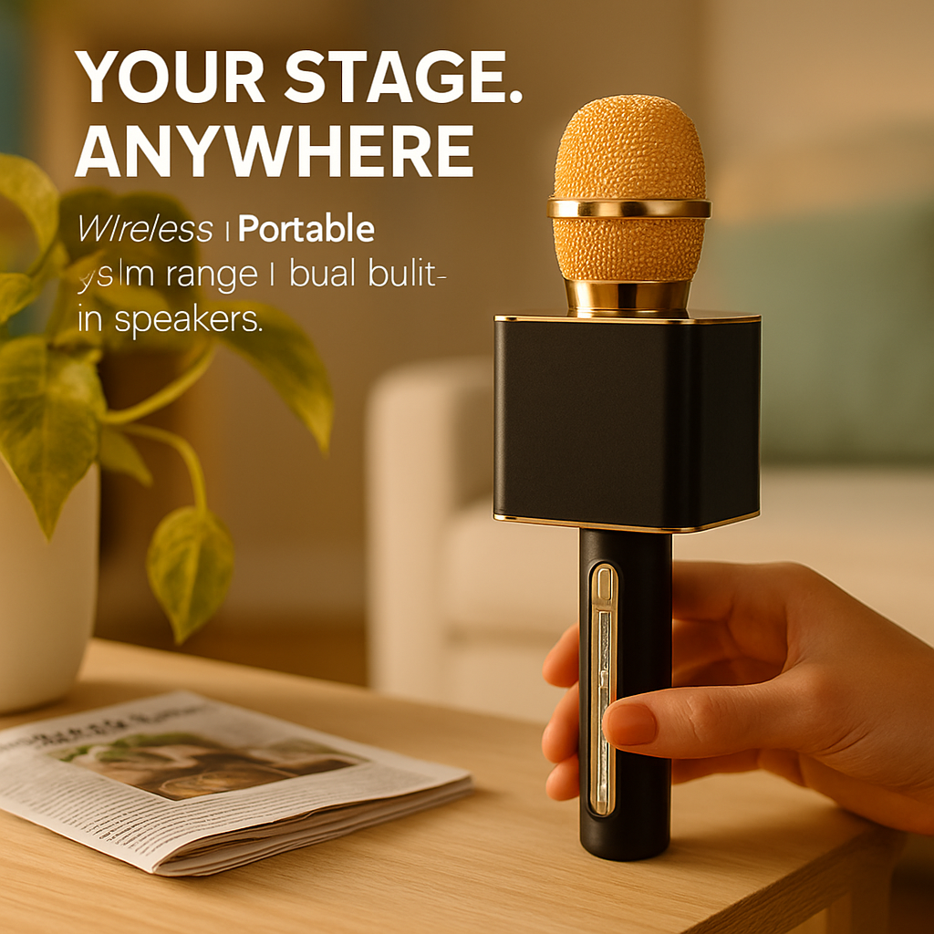 Wireless Karaoke Microphone with Built-in Speaker