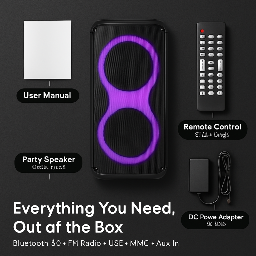 Portable Wireless Party Speaker with RGB Lights and TWS