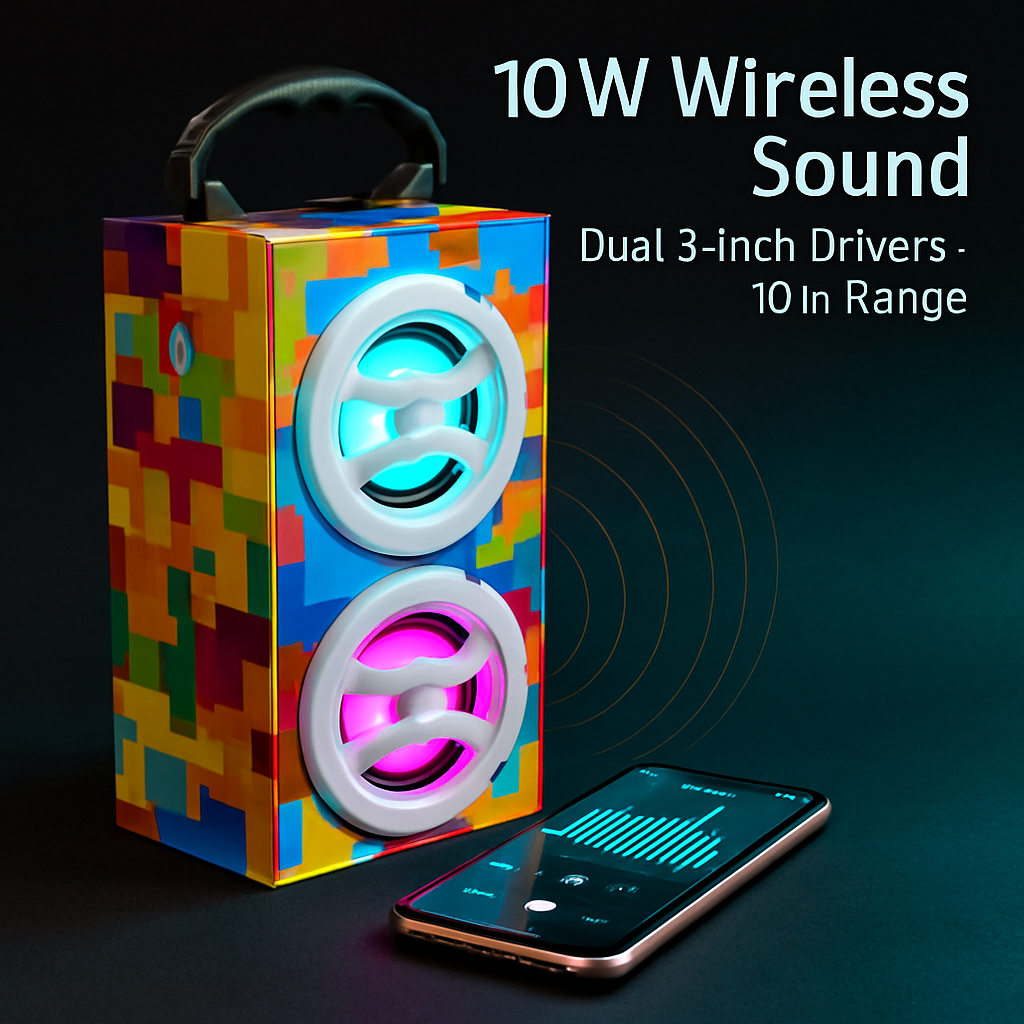 iRola Wireless Speaker 10W Powerful Subwoofer Wooden Loudspeaker FM AUX MMC for iPhone X Samsung S9 Tablet PC