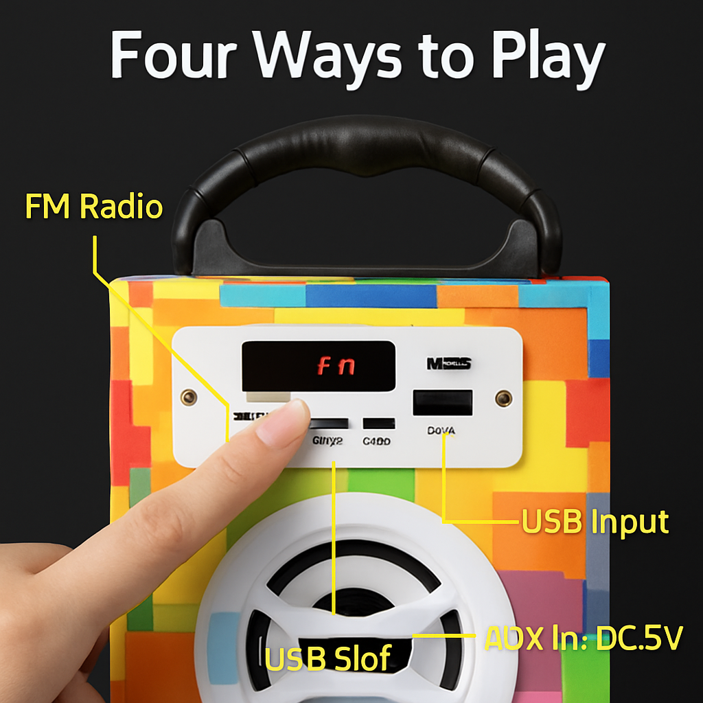 iRola Wireless Speaker 10W Powerful Subwoofer Wooden Loudspeaker FM AUX MMC for iPhone X Samsung S9 Tablet PC