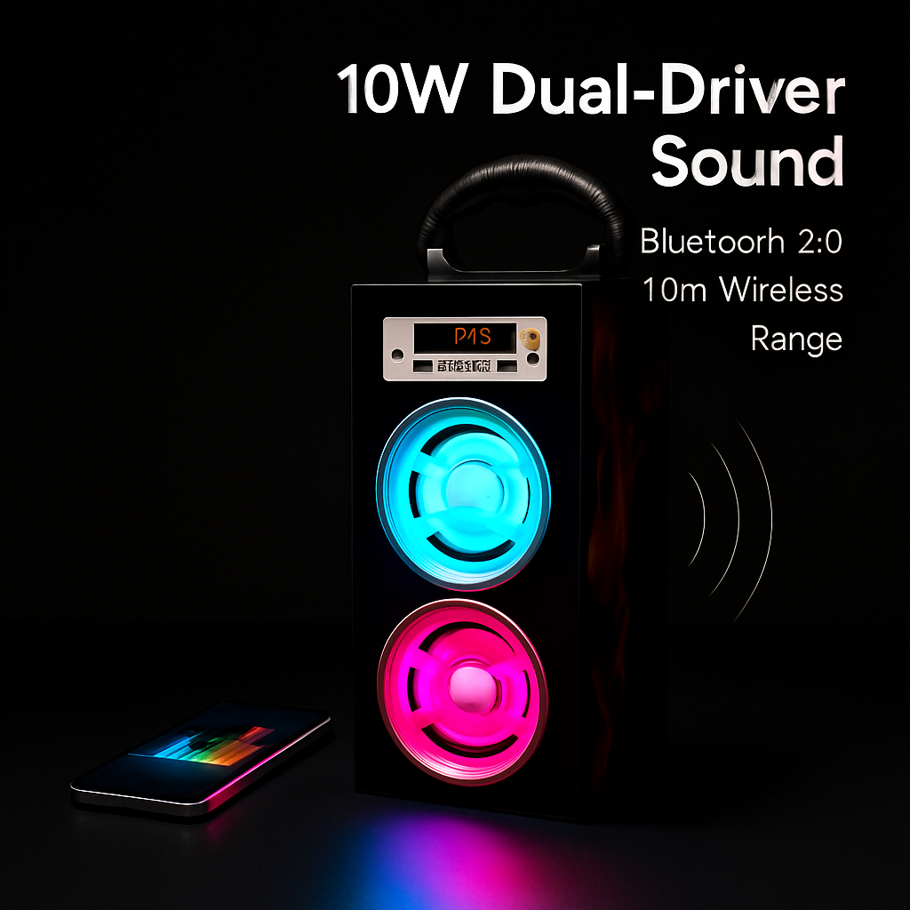 iRola Wireless Speaker 10W Powerful Subwoofer Wooden Loudspeaker FM AUX MMC for iPhone X Samsung S9 Tablet PC