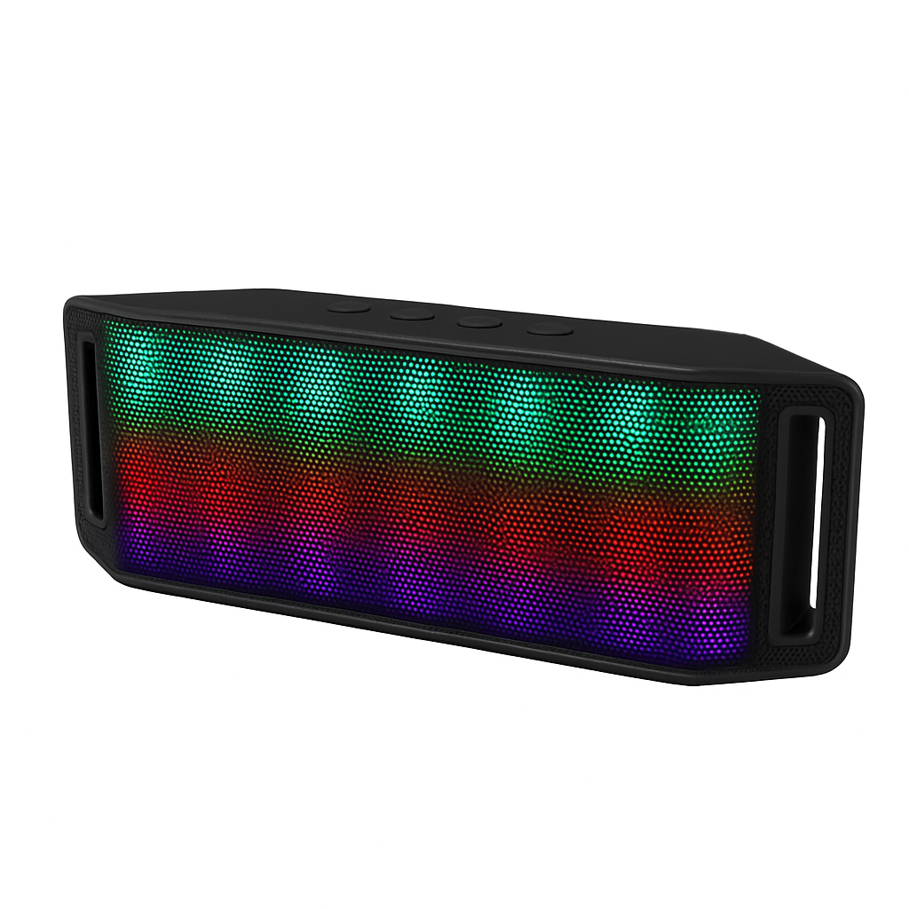 KOCASO LED Wireless Speaker Dynamic Multicolor Hands-free FM Radio USB MMC Reading Aux In for Party Camping Travel