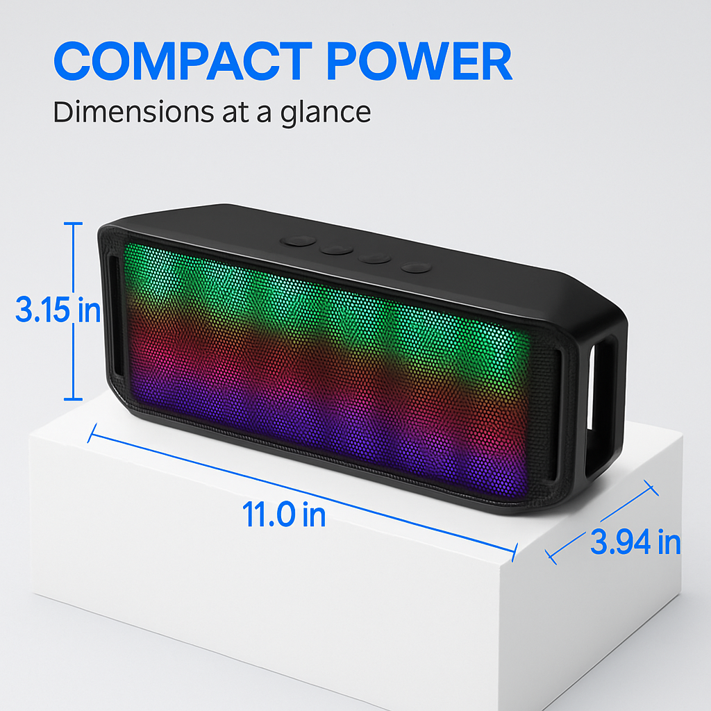 KOCASO LED Wireless Speaker Dynamic Multicolor Hands-free FM Radio USB MMC Reading Aux In for Party Camping Travel