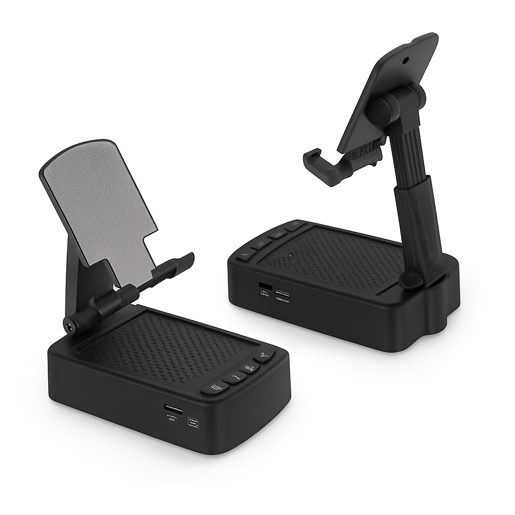 Phone Stand with Wireless Speaker and Power Bank