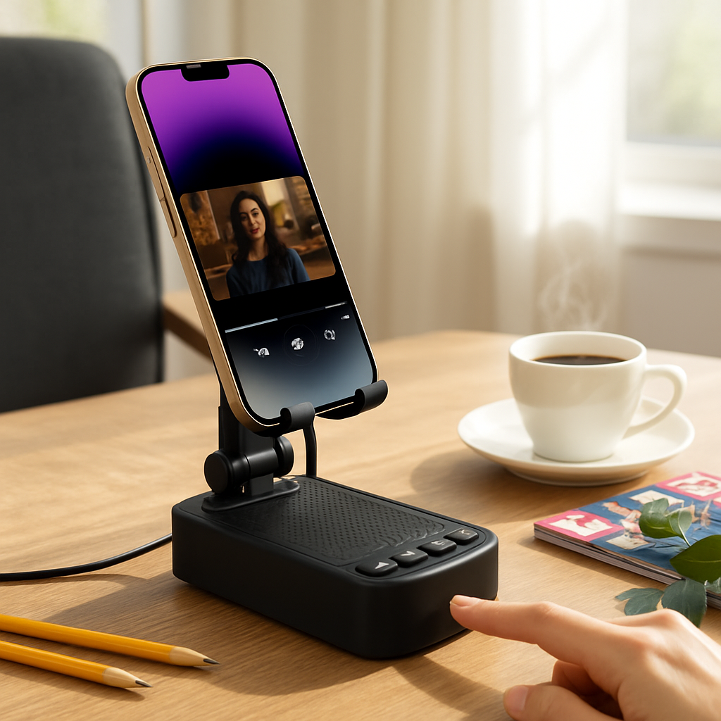 Phone Stand with Wireless Speaker and Power Bank