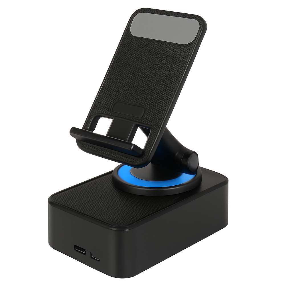 Foldable Wireless Speaker Phone Stand with Power Bank
