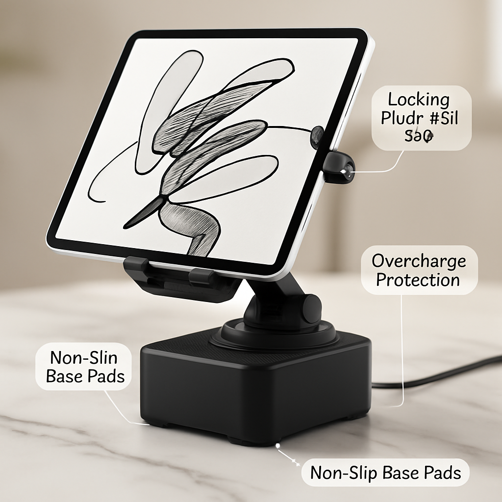 Foldable Wireless Speaker Phone Stand with Power Bank