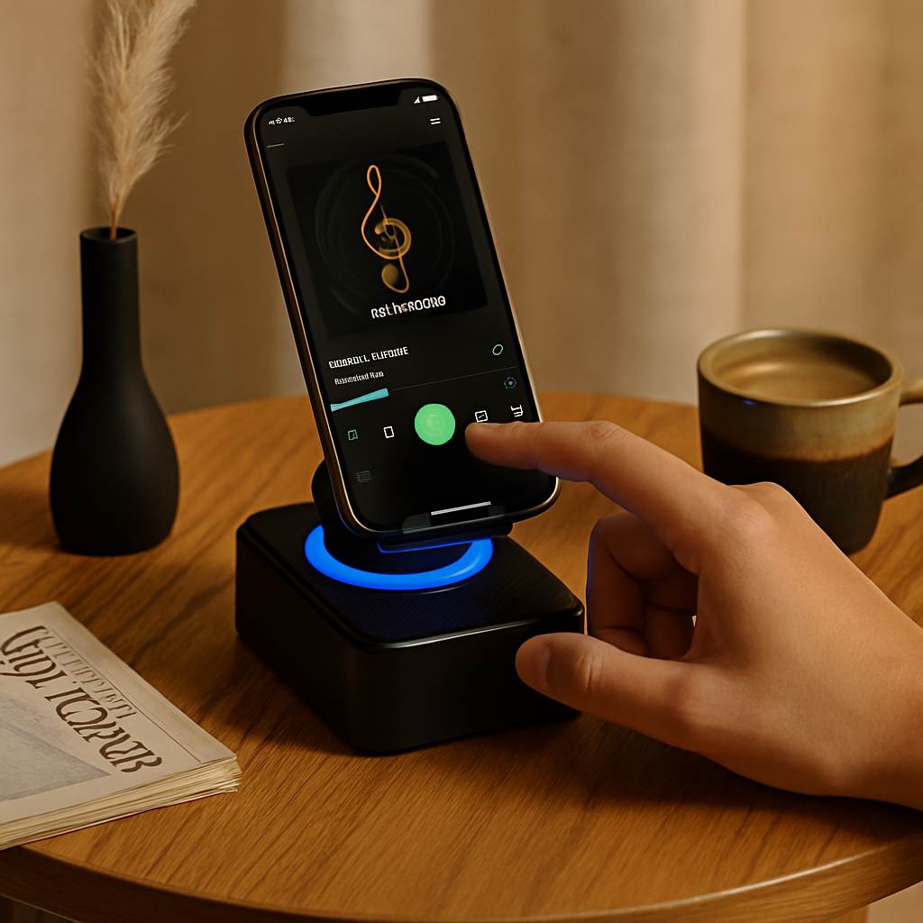 Foldable Wireless Speaker Phone Stand with Power Bank