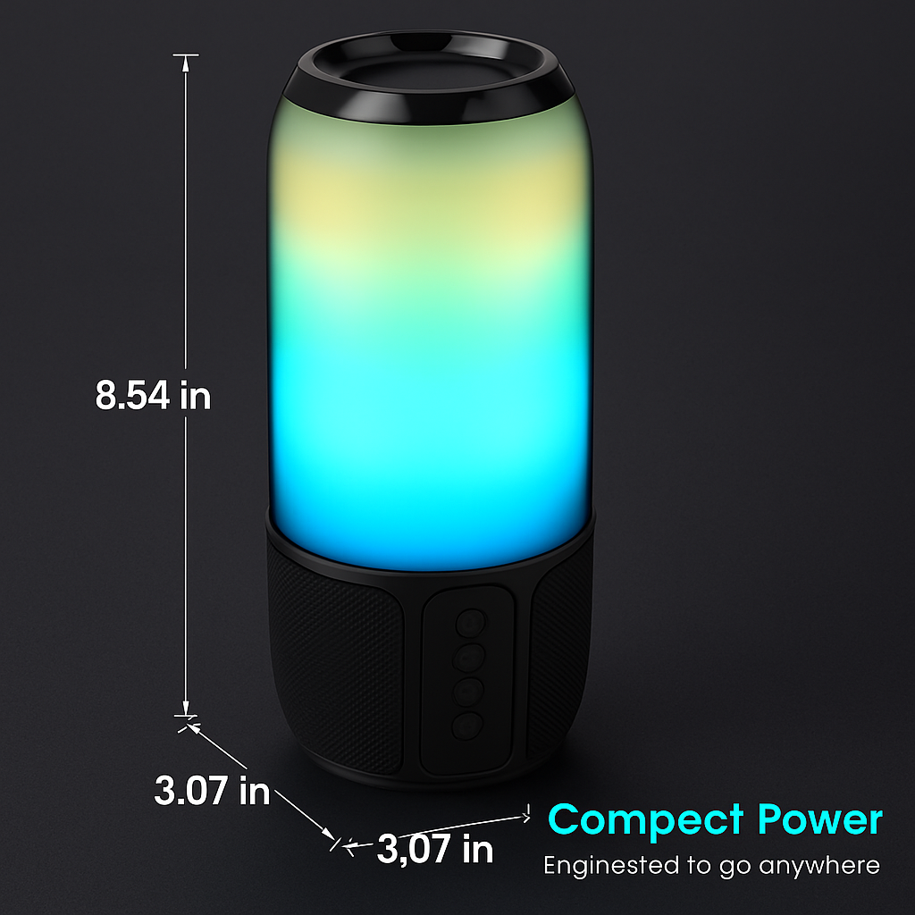 Portable Wireless Speaker with 6-Color Lights for Home