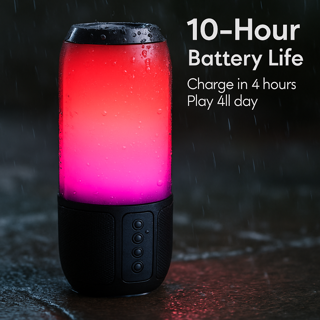 Portable Wireless Speaker with 6-Color Lights for Home