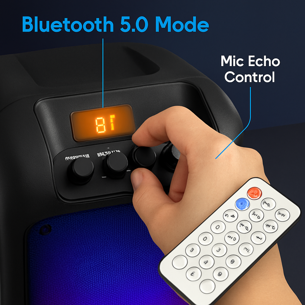 Portable Wireless Party Speaker with RGB Lights