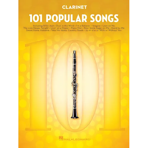 101 Popular Songs Clarinet Sheet Music Songbook Play Classic Pop Rock Hits Includes Billie Jean, Piano Man, Sweet Home Alabama, Livin' on a Prayer, He - Paperback