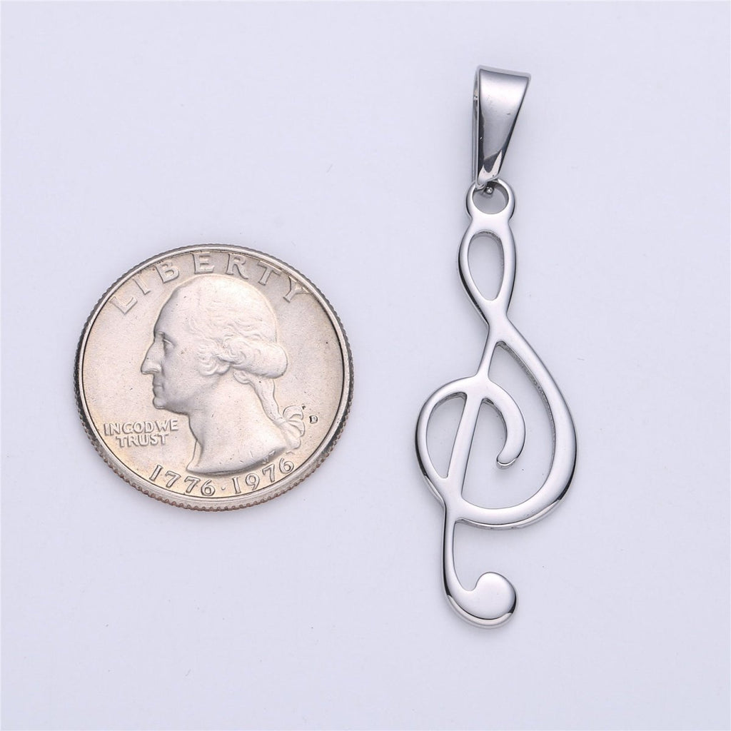 Gold Filled Stainless Steel Musical Note Pendant, Note Charm Music Lovers Gift Jewelry Silver Note Charm for Necklace Bracelet Making J-669