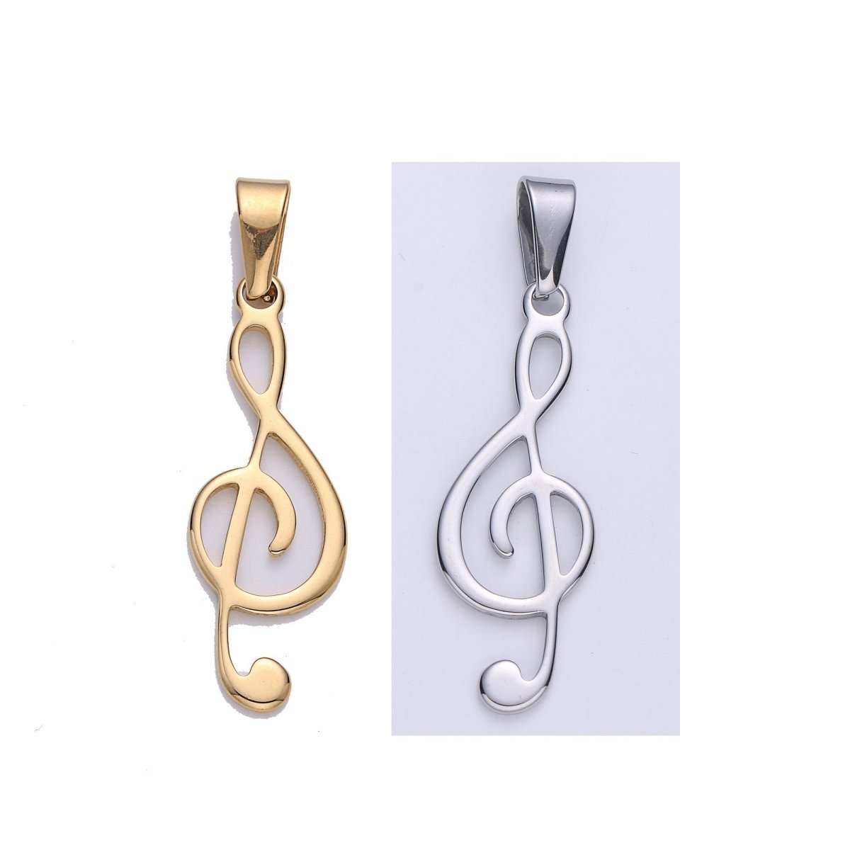 Gold Filled Stainless Steel Musical Note Pendant, Note Charm Music Lovers Gift Jewelry Silver Note Charm for Necklace Bracelet Making J-669