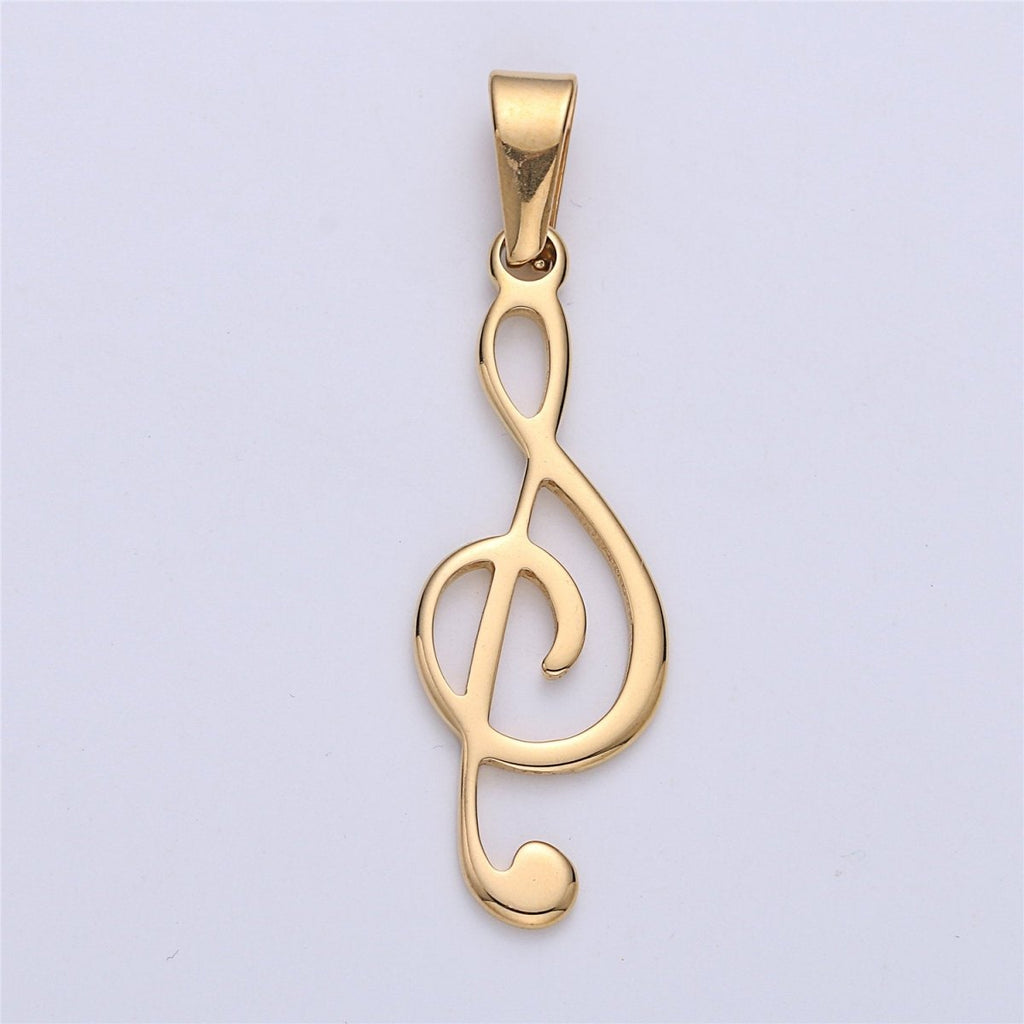 Gold Filled Stainless Steel Musical Note Pendant, Note Charm Music Lovers Gift Jewelry Silver Note Charm for Necklace Bracelet Making J-669