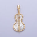 Gold Mother of Pearl Music Instrument Cello, Guitar, Violin Charm AG-076