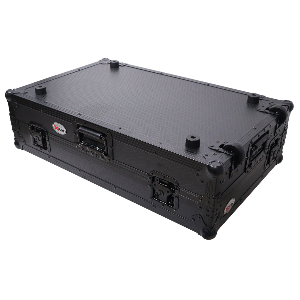 ProX XS-DDJREV7WLTBL - ATA Style Flight Case for Pioneer DDJ-REV7 DJ Controller with Laptop Shelf Wheels and 1U Rackspace Black Finish