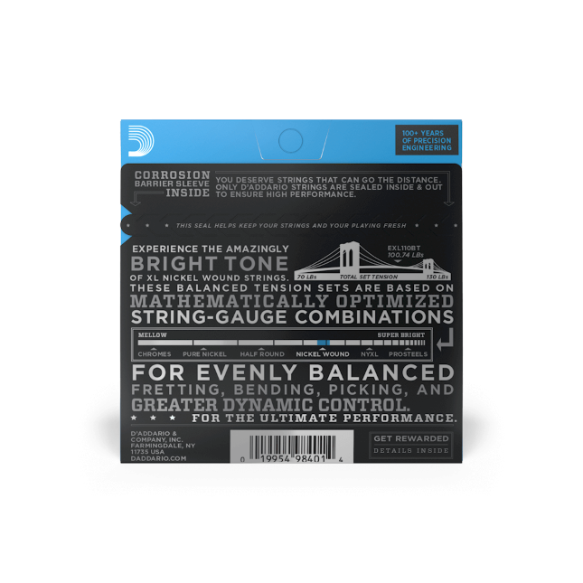D’Addario EXL110BT XL Nickel Electric Guitar Strings – 10-46 Balanced Tension