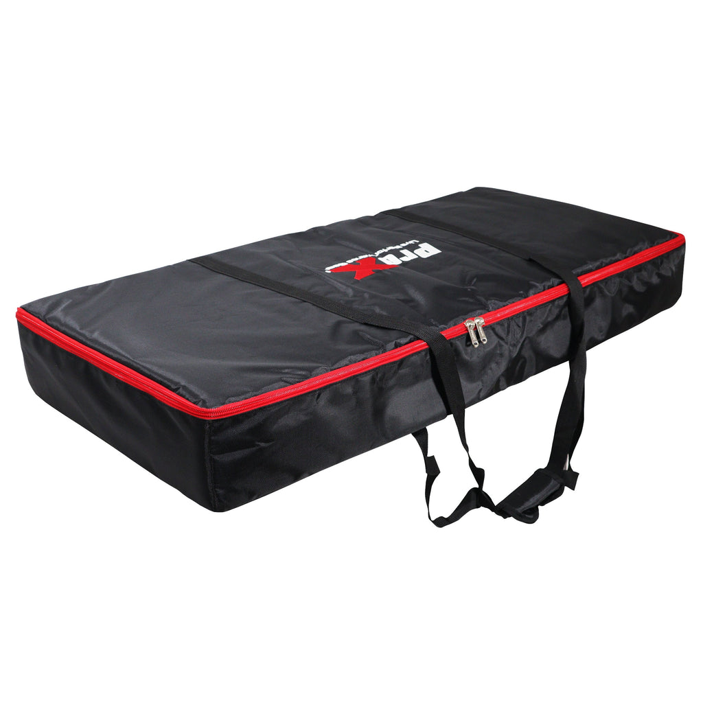 ProX XF-VISTABLMK2 - VISTA DJ Booth Facade Table Station with White and Black Scrim kit and Padded Travel Bag | Black Hardware