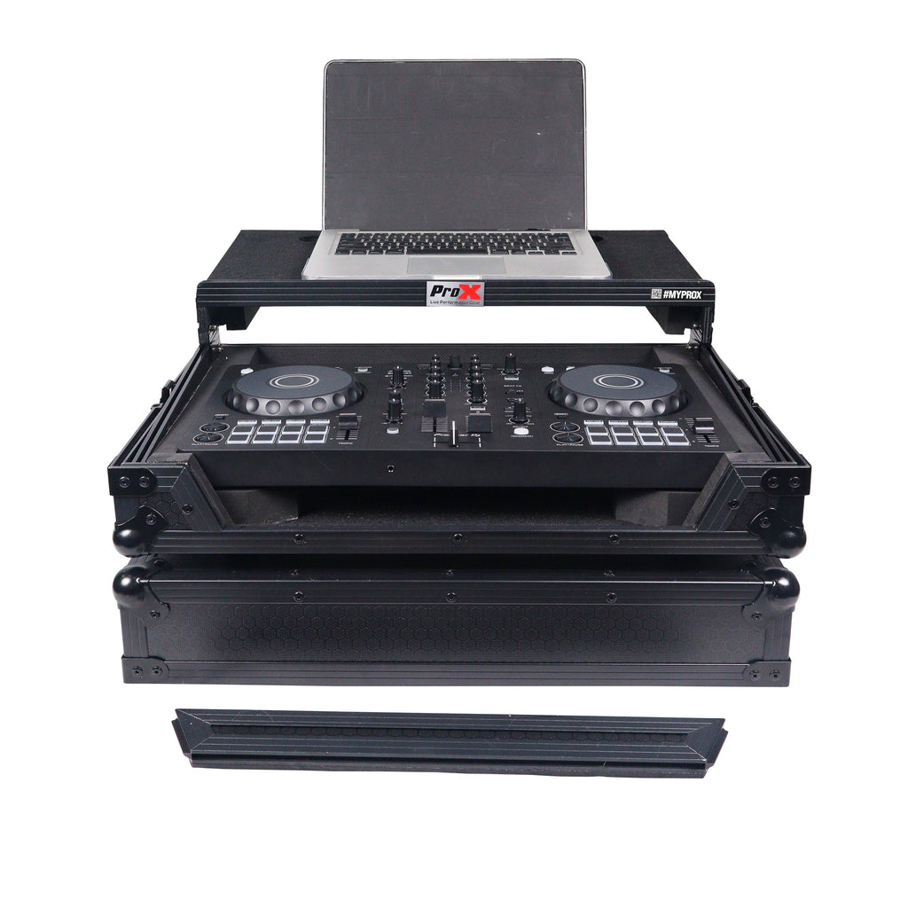 ProX X-DDJFLX4LTBL - ATA Flight Road Case For Pioneer DDJ-FLX4 DDJ-SB3 DDJ-400 DJ Controller with Laptop Shelf - Black