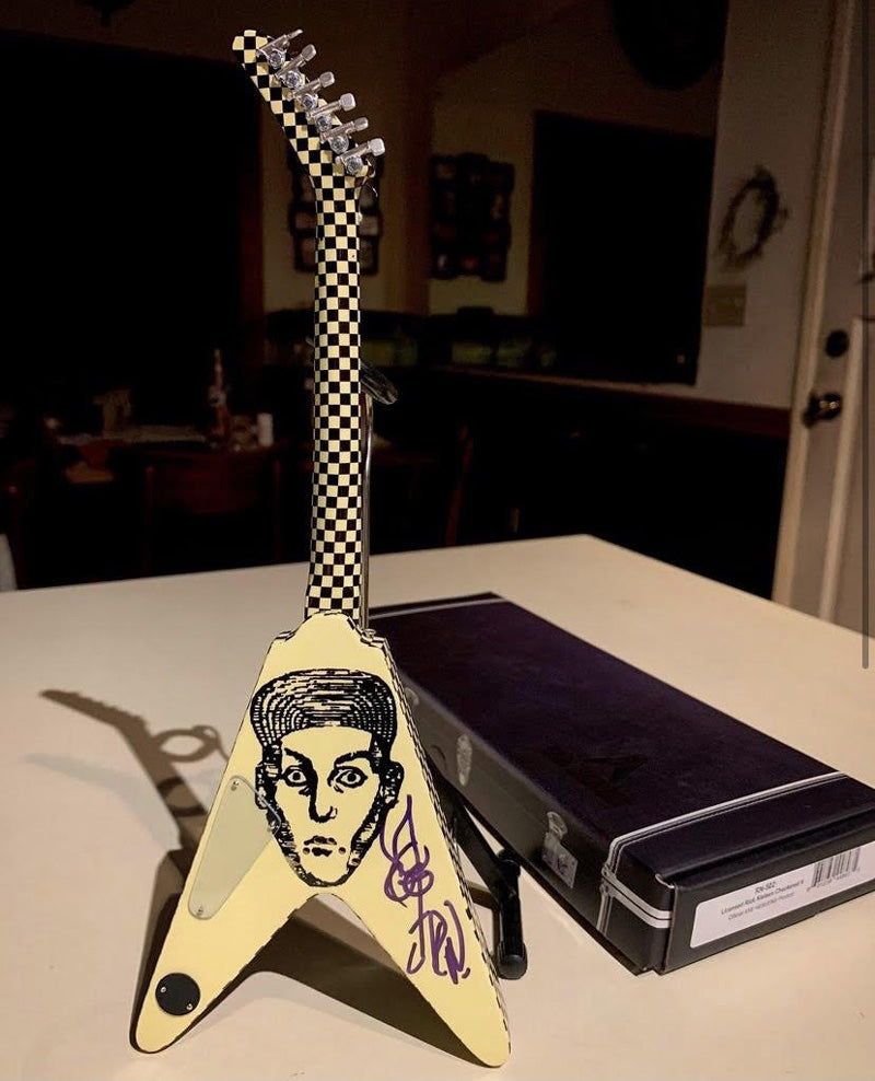 Rick Nielsen Autographed Officially Licensed Hammer V Mini Guitar Collectible