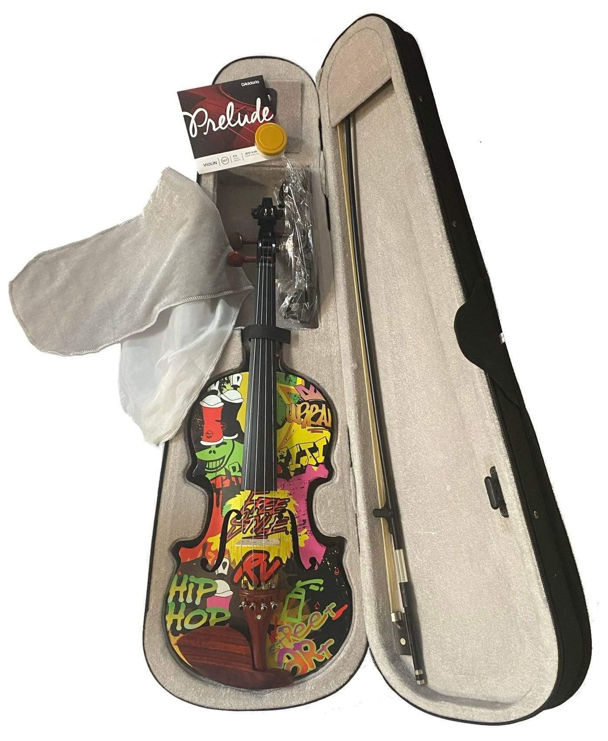 Rozanna's Graffiti Art Violin Outfit | Carbon Fiber Bow & Crystal Fine Tuners