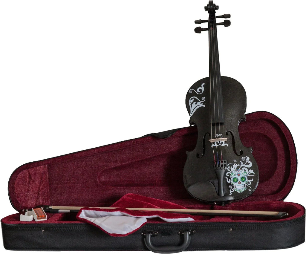 Cinco de Mayo Black Glitter Violin Outfit | Mariachi Sugar Skull Design