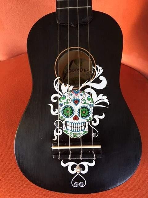 Rozanna's Sugar Skull Mariachi Ukulele | Hand Applied Artwork & Swarovski Crystals
