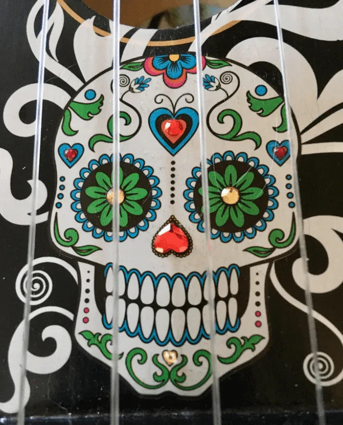 Rozanna's Sugar Skull Mariachi Ukulele | Hand Applied Artwork & Swarovski Crystals