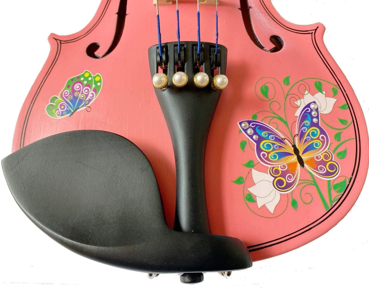 Butterfly Dream II Pink Glitter Violin Outfit | Pearl Tuners & Greco Border