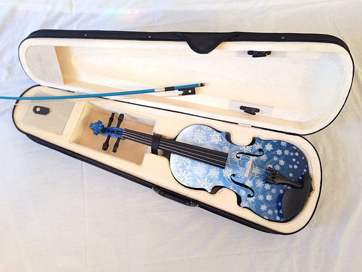 Snowflake Blue Violin Outfit | Carbon Fiber Bow & Crystal Fine Tuners