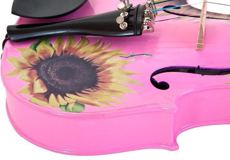 Sunflower Delight Pink Glitter Violin Outfit | Pearl Fine Tuners & Brazilwood Bow