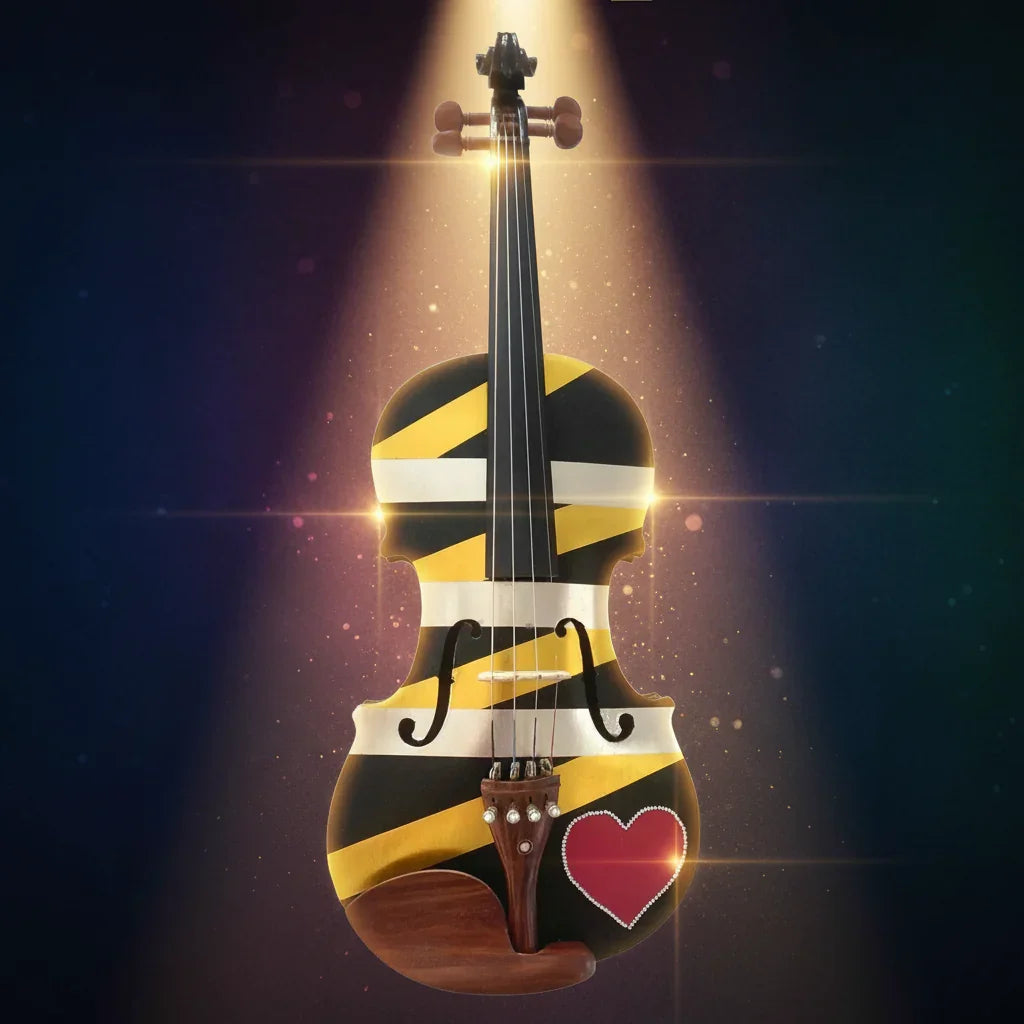 Rozanna's LOVE Wrap Violin Outfit | Gold & Silver Metallic Wrap, Red Heart