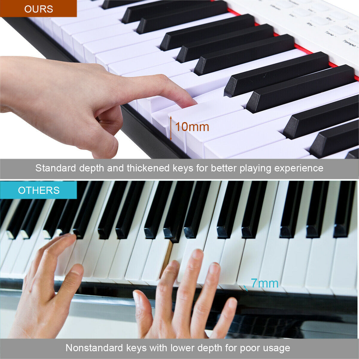 88-Key Portable Full-Size Semi-weighted Digital Piano Keyboard