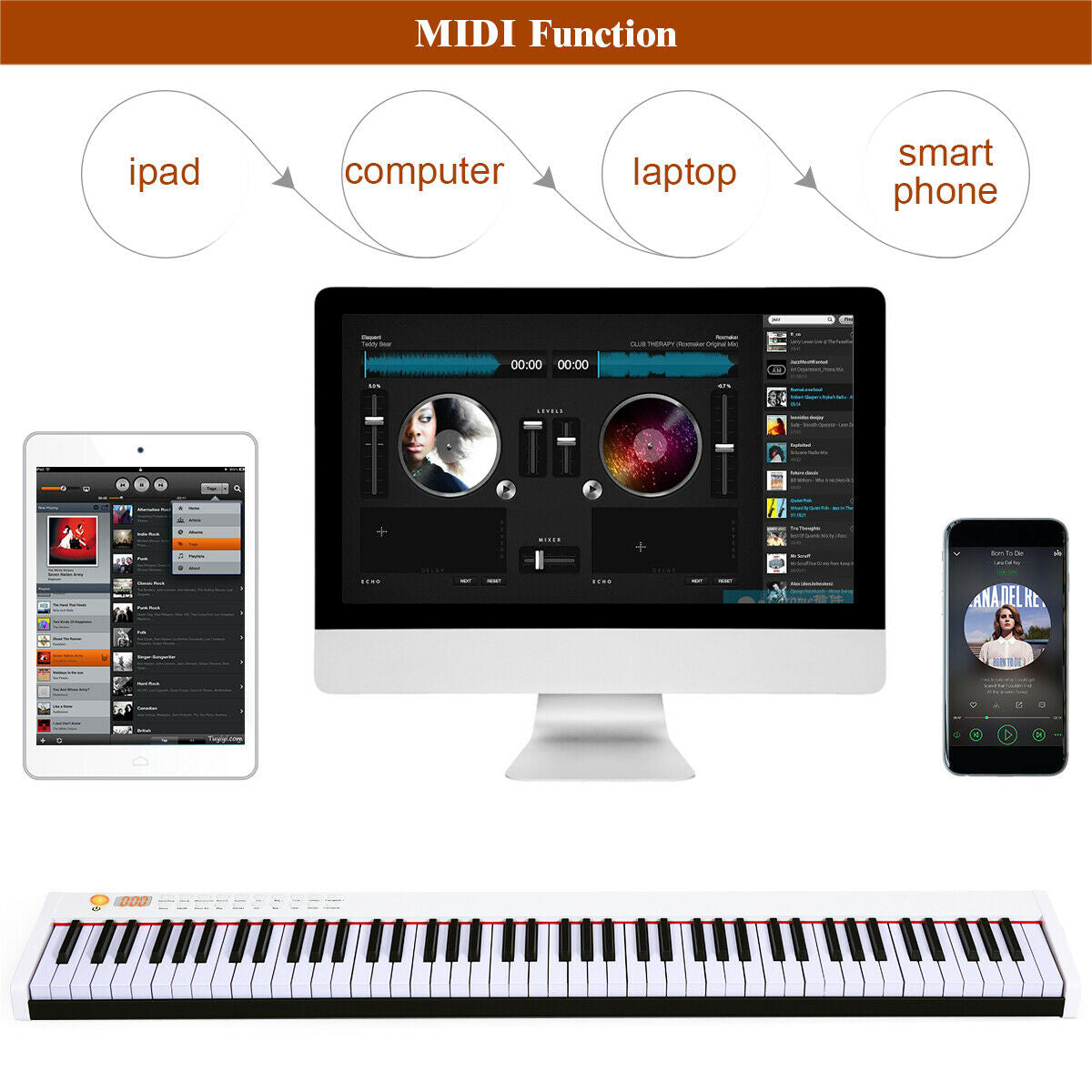 88-Key Portable Full-Size Semi-weighted Digital Piano Keyboard