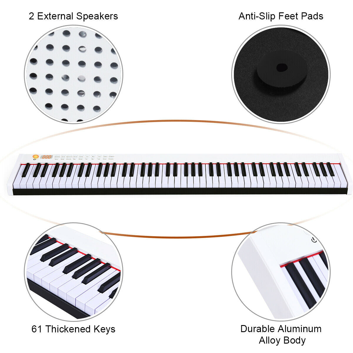 88-Key Portable Full-Size Semi-weighted Digital Piano Keyboard