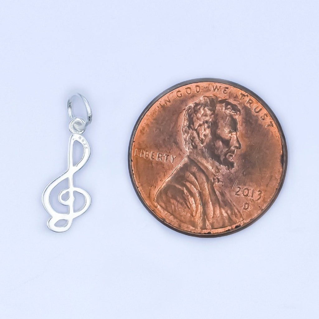 S925 Sterling Silver Musical Note Treble Clef Charm in Gold & Silver | SL-646