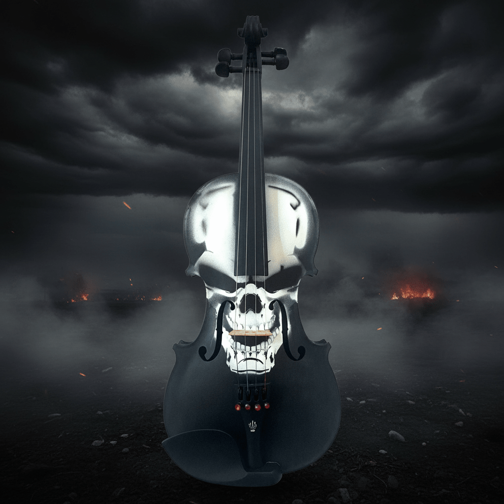 Scourge of War Skull Violin Outfit | Carbon Fiber Bow & Crystal Fine Tuners