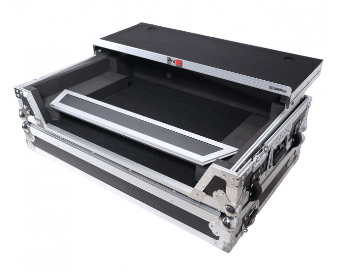 ProX XS-DDJFLX10WLT - Flight Style Road Case For Pioneer DDJ-FLX10 or DDJ-GRV6 DJ Controller with Laptop Shelf 1U Rack Space and Wheels