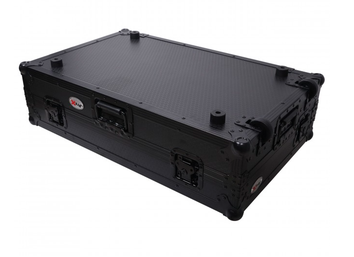 ProX XS-DDJFLX10WLTBLLED - ATA Flight Style Road Case For Pioneer DDJ-FLX10 or DDJ-GRV6 with Laptop Shelf 1U Rack Space Wheels and LED Black Finish