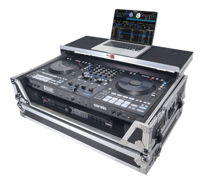 ProX XS-RANEFOURWLT - ATA Flight Style Road Case For RANE Four or RANE Performer DJ Controller with Laptop Shelf 1U Rack Space and Wheels