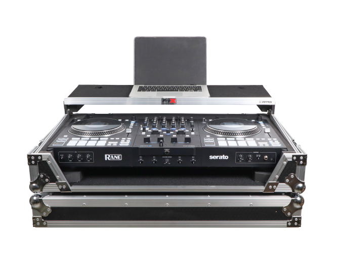 ProX XS-RANEFOURWLT - ATA Flight Style Road Case For RANE Four or RANE Performer DJ Controller with Laptop Shelf 1U Rack Space and Wheels