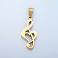Stainless Steel 35mm Treble Clef Musical Note Pendant in Gold & Silver | P1478